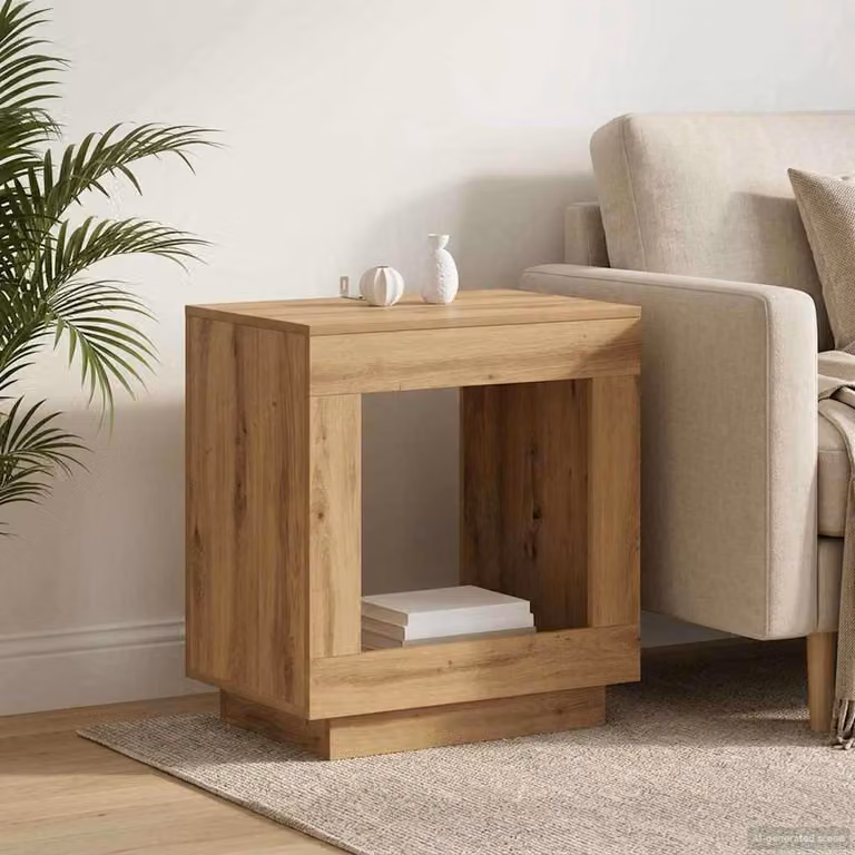 vidaXL Tavolo laterale moderno in rovere color marrone L: 60 cm, P: 40 cm, H: 65 cm