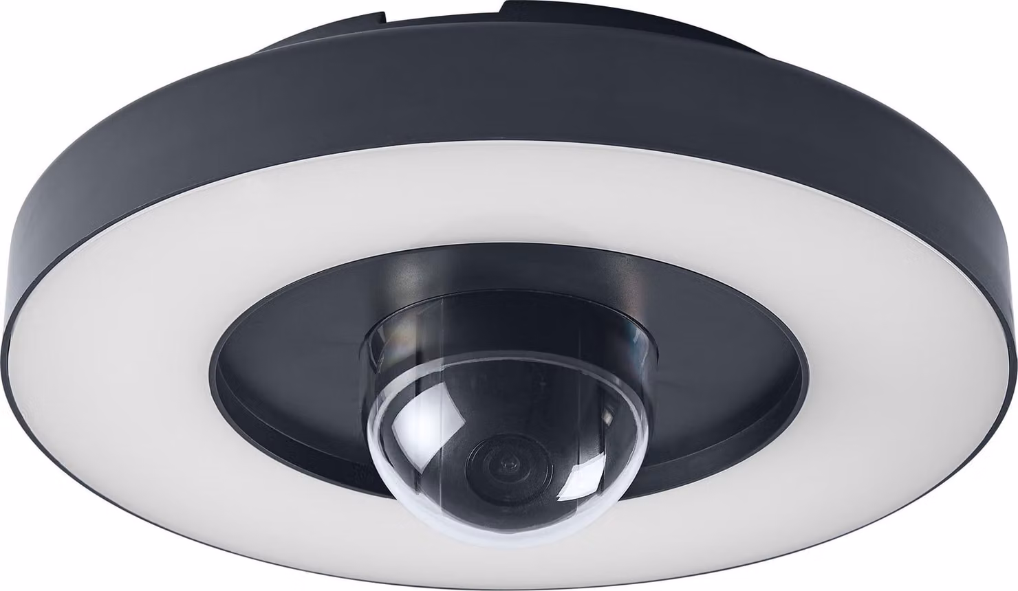 Lampada da parete e da soffitto per esterni OSRAM SMART+, con telecamera integrata, luce LED bianco caldo (3000K), corpo in policarbonato di alta qualità color grigio scuro, altoparlante integrato, slot per scheda di memoria, tecnologia Wi-Fi avanzata