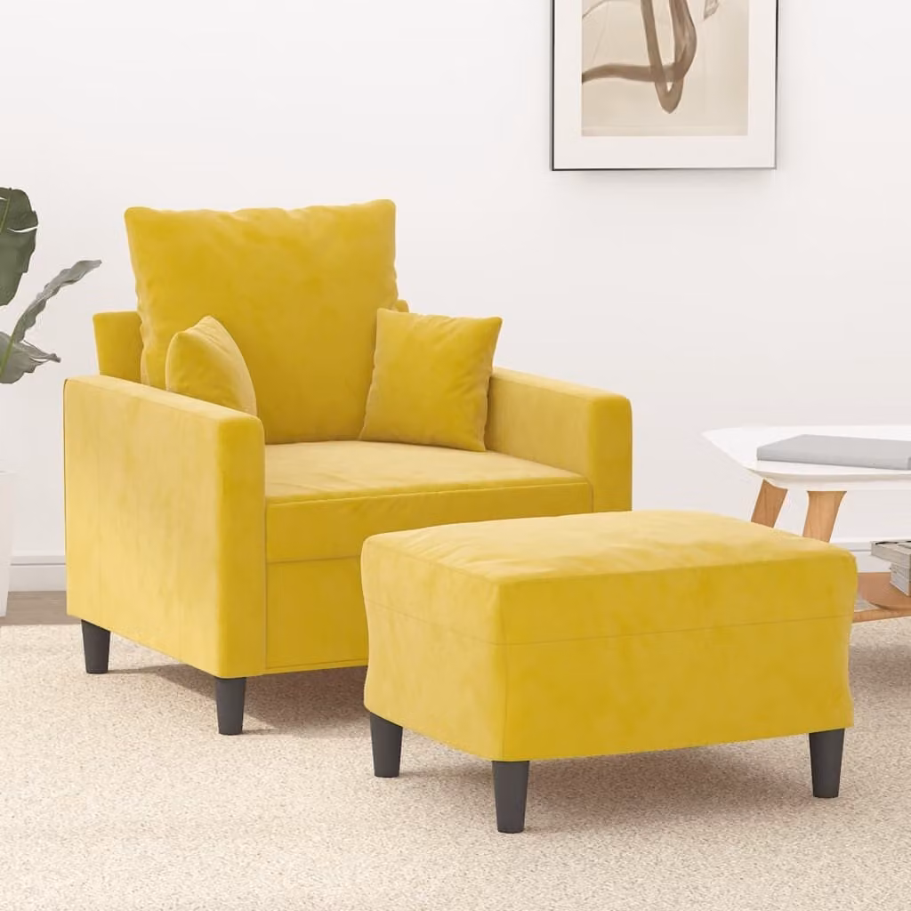 Maison Exclusive - Poltrona con poggiapiedi giallo, 60 cm, velluto