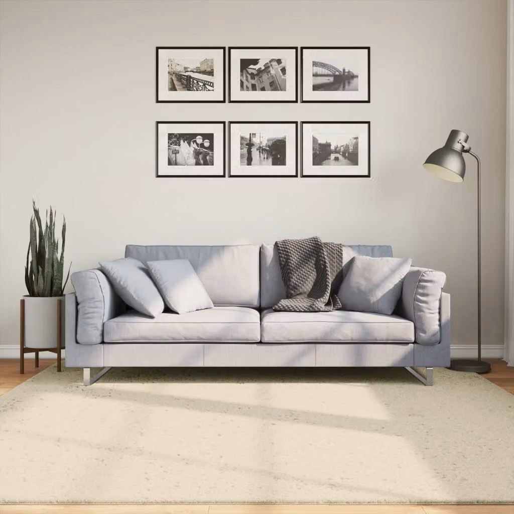 vidaXL Tappeto a Pelo Corto HUARTE Beige, Lavabile e Antiscivolo, 200 x 200 cm