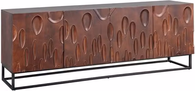 Buffet moderno Meublorama Collezione ORIGIN in legno di acacia color noce scuro con 4 porte, L: 175 cm – 1
