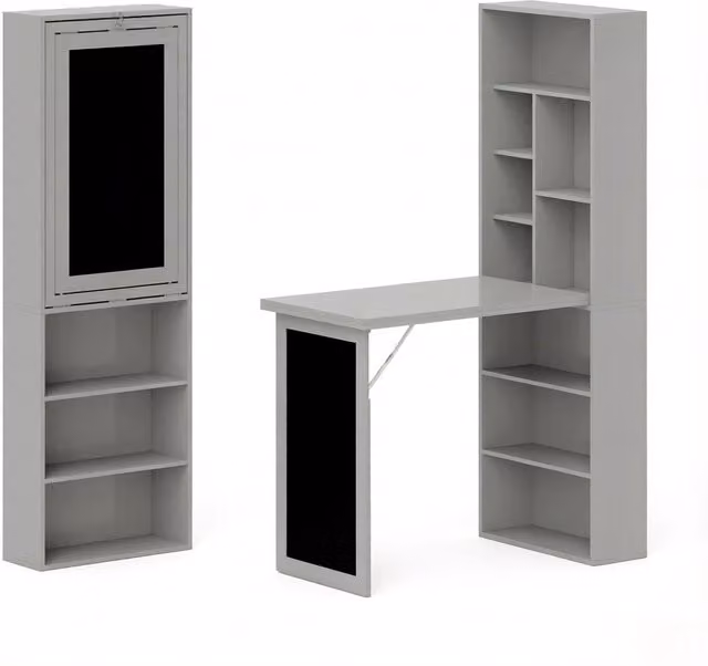 Scrivania pieghevole multifunzione Chicfurn con ripiano regolabile e lavagna, ideale per ufficio e piccoli spazi, L: 98 cm, P: 51 cm, H: 153 cm