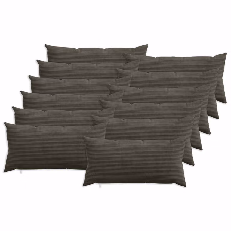 Set di 12 federe vidaXL HEERLEN in velluto a coste, colore antracite, L 80 cm x P 40 cm