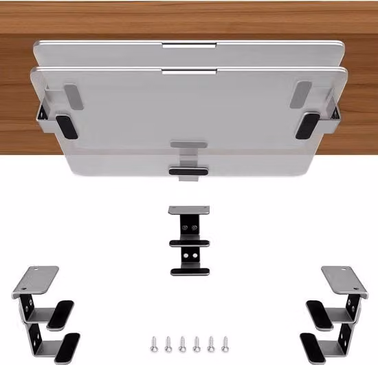 Supporto per laptop in alluminio argento con base in silicone per MacBook Air e Pro