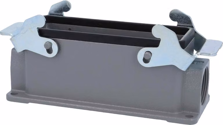 HARTING Han 24B Base bassa, 1xPG21 uscita cavo laterale, con 2 staffe trasversali Vite PG21 Area di serraggio