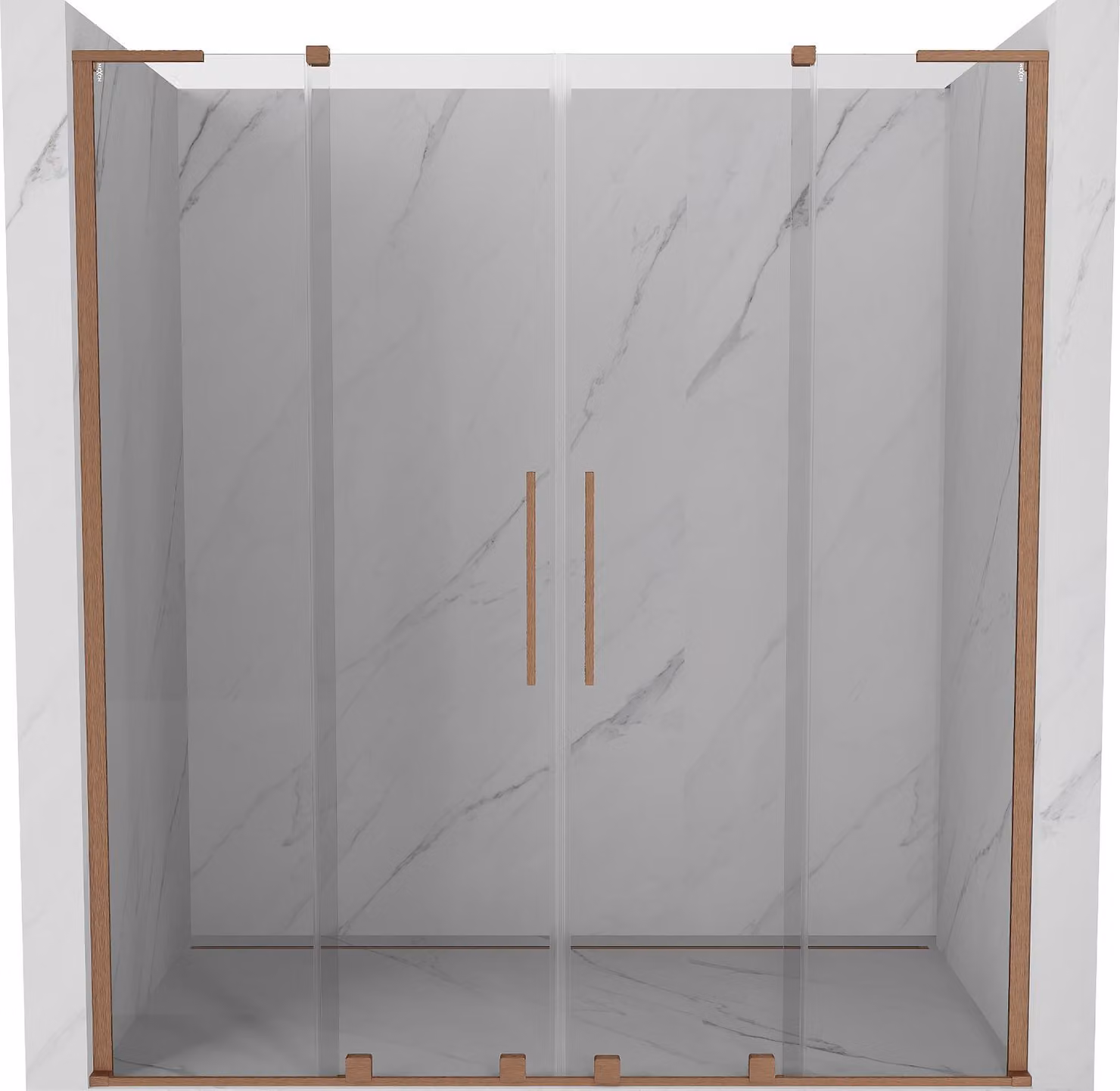 Mexen Velar L Duo porta doccia scorrevole 180 cm, trasparente, rame spazzolato - 871-180-003-02-65