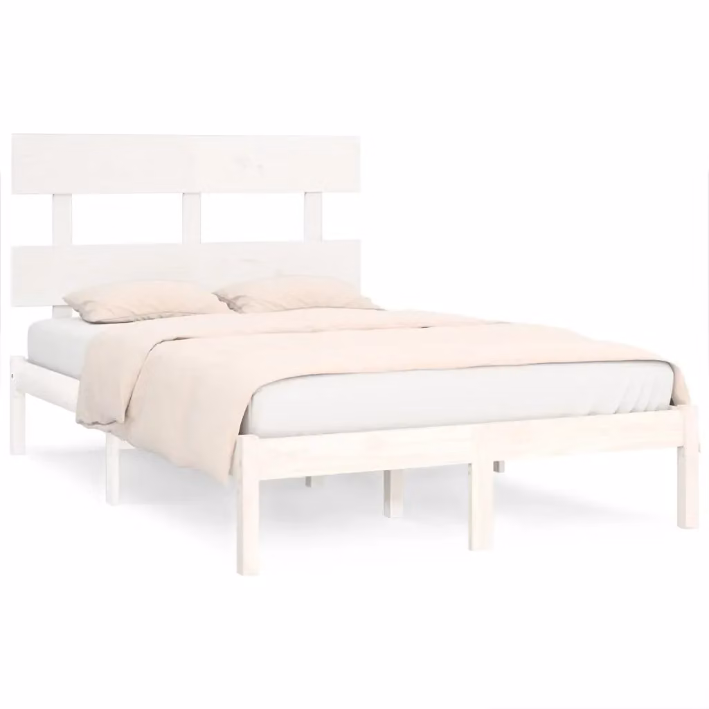 Letto con Giroletto Bianco in Legno Massello di Pino vidaXL L/P: 120 x 200 cm – 2