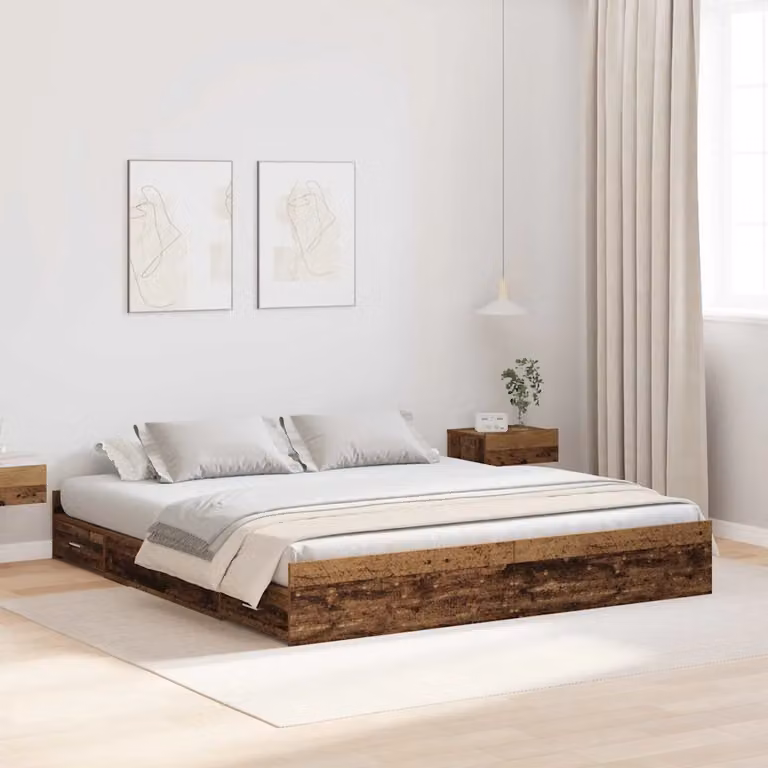 vidaXL Struttura letto con contenitore in legno di pino color marrone L: 180 cm, P: 200 cm, H: 203 cm