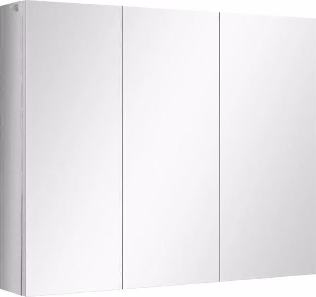 Mobiletto da bagno, mobiletto a specchio, mobiletto a parete con 3 ante in vetro e 5 ripiani, acciaio inox, argento, 70x12x55 cm