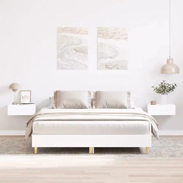 Giroletto vidaXL in legno multistrato bianco con doghe fisse L/P: 140 x 200 cm
