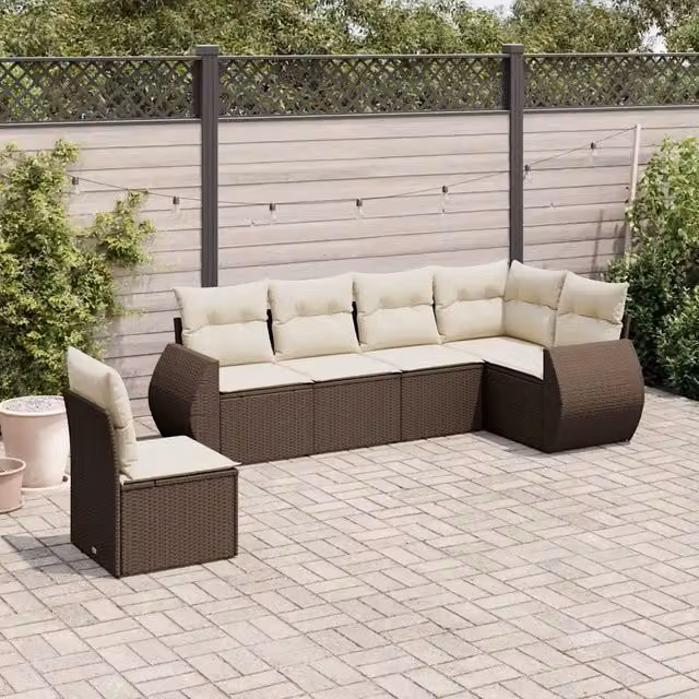 Set Divano da Giardino 6 pz con Cuscini Marrone in Polyrattan 3253770