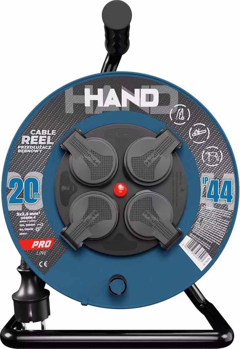 Avvolgicavo HAND PRO 20m 4x prese 230V IP44 H05RN-F 3x2,5 mm²