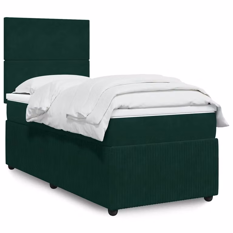 vidaXL Giroletto a Molle con Materasso Ibrido in Velluto Verde Scuro L/P: 100 x 200 cm