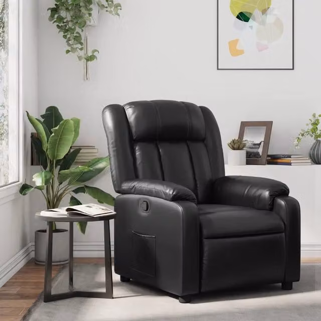 Divano Sedia-Poltrona Reclinabile Nera in Similpelle 768774
