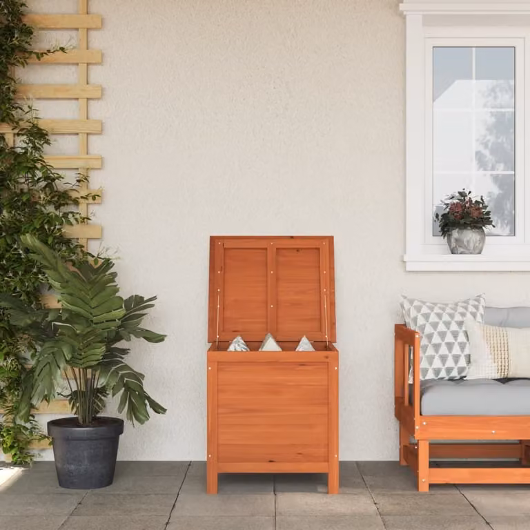 The Living Store Cassapanca da giardino marrone 50x49x56,5 cm in legno massiccio di abete