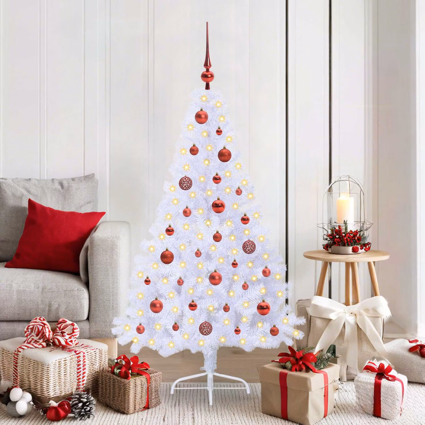 vidaXL Albero di Natale artificiale Bianco 150 cm PVC e Acciaio