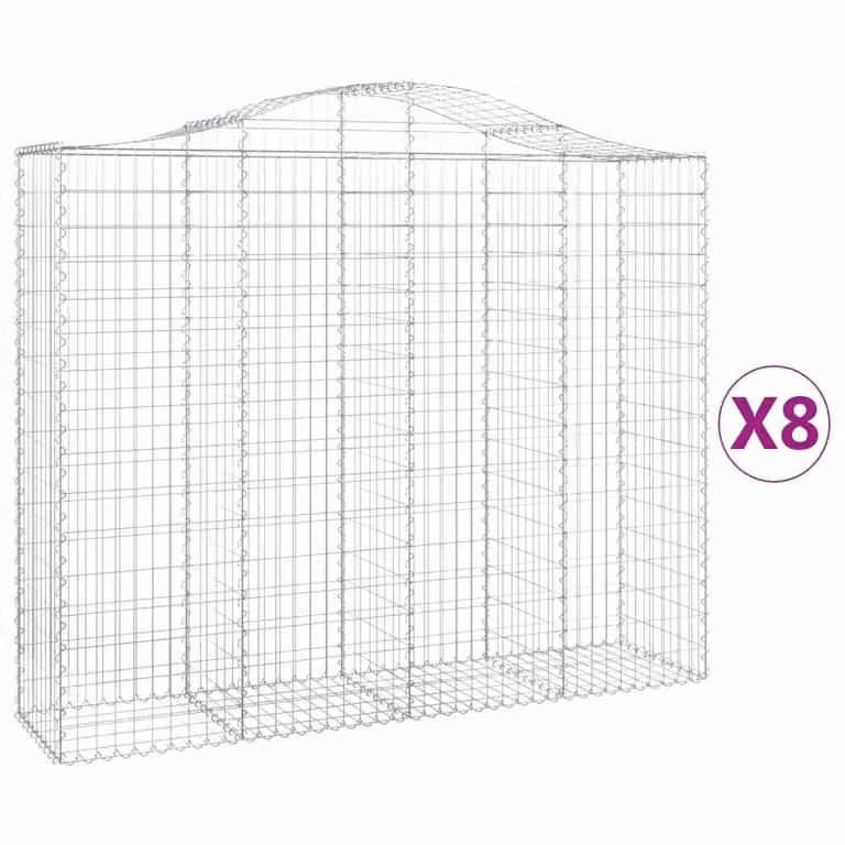 Cesti Gabbioni ad Arco 8 pz 200x50x160/180 cm Ferro Zincato