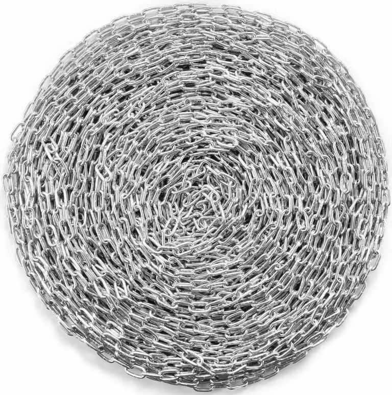 Catena Acciaio al carbonio - 5,1 mm x 76,2 m - Catena a sbarramento di alta qualità - Catena a maglie robuste - Catena di sicurezza per uso esterno