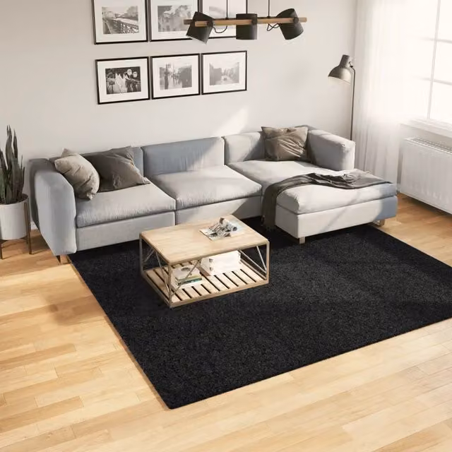 Tappeto moderno vidaXL OVIEDO a pelo corto nero L/P: 240 x 240 cm – 1