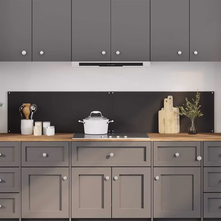 Set di 2 schienali da cucina vidaXL in vetro temperato nero, L: 100 cm, P: 40 cm