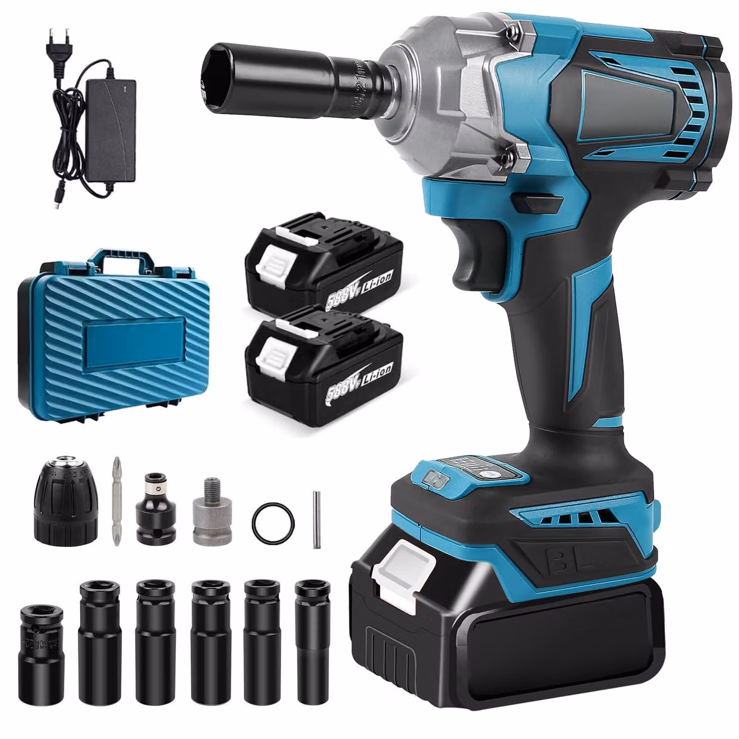 Chiave a percussione wireless - Coppia: 700 Nm - Batteria: 18 Volt - Attacco: 1/2 pollice - Acciaio al carbonio ad alta resistenza