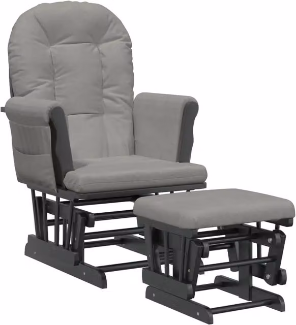 Poltrona | Sedia Relax Glider con Sgabello Grigio Chiaro in Tessuto