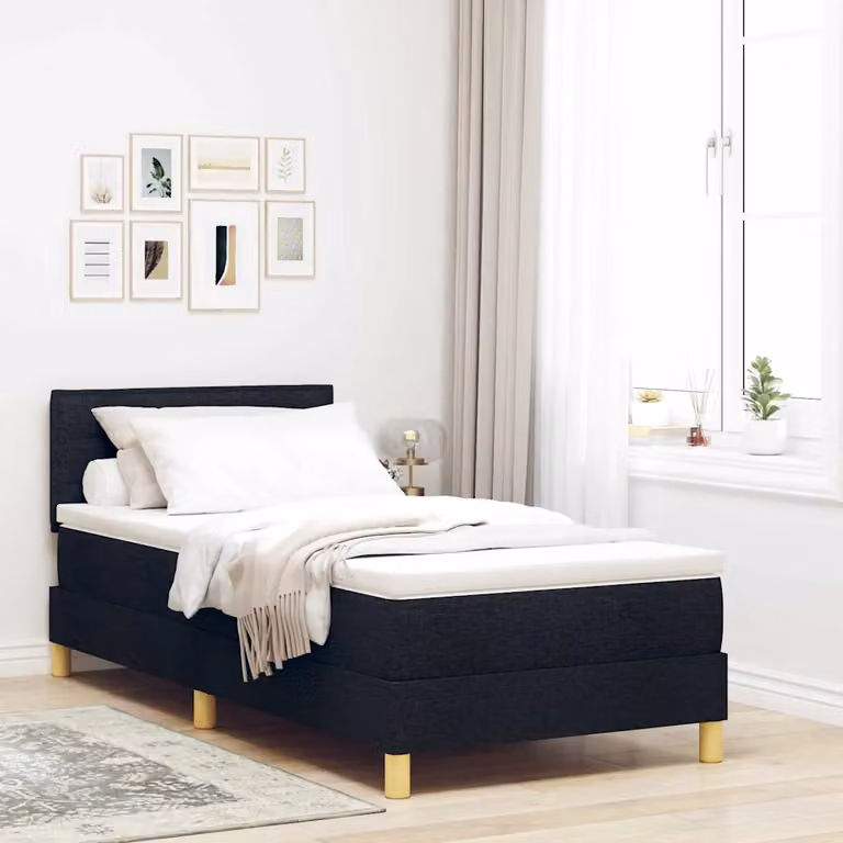 Letto moderno vidaXL con illuminazione LED sottostante e porta di ricarica USB, colore nero, L/P/H: 190 x 90 x 93 cm