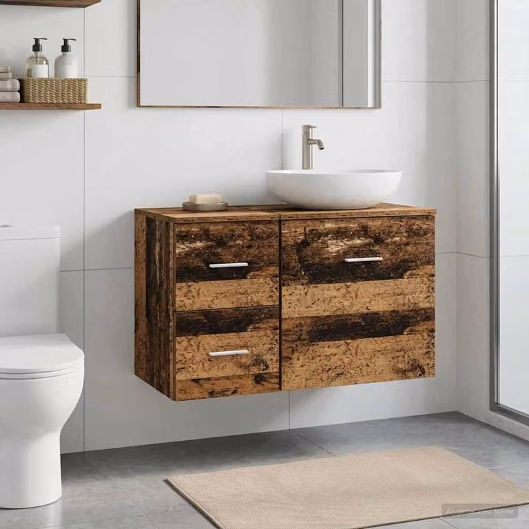 Armadio da bagno moderno vidaXL in legno marrone con cassetti e ante, L: 30 cm, P: 41 cm, H: 50 cm