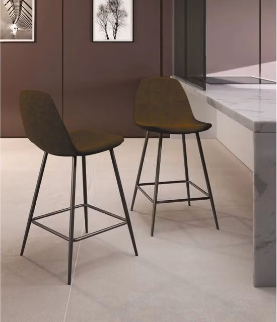 Set di 2 sgabelli Brigitte in similpelle Stones colore marrone o antracite L: 42 cm, P: 52 cm, H: 93 cm – 1