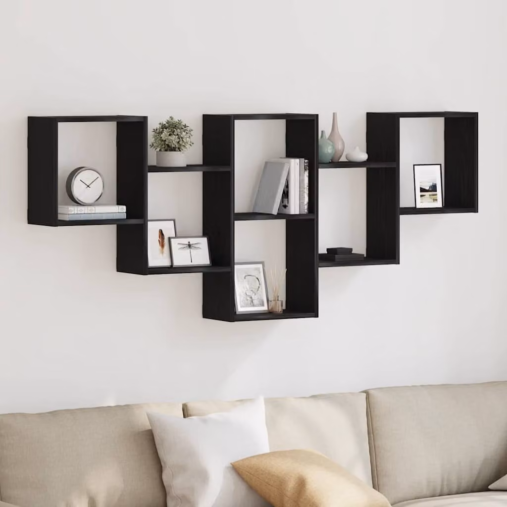 Scaffale a Parete Moderno vidaXL in MDF Nero Opaco L: 159 cm, P: 18 cm, H: 66 cm