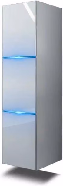 Colonna da bagno sospesa Meublorama bianca con ante a battente e illuminazione LED, design minimalista in MDF, L: 35 cm, P: 37 cm, H: 110 cm – 1
