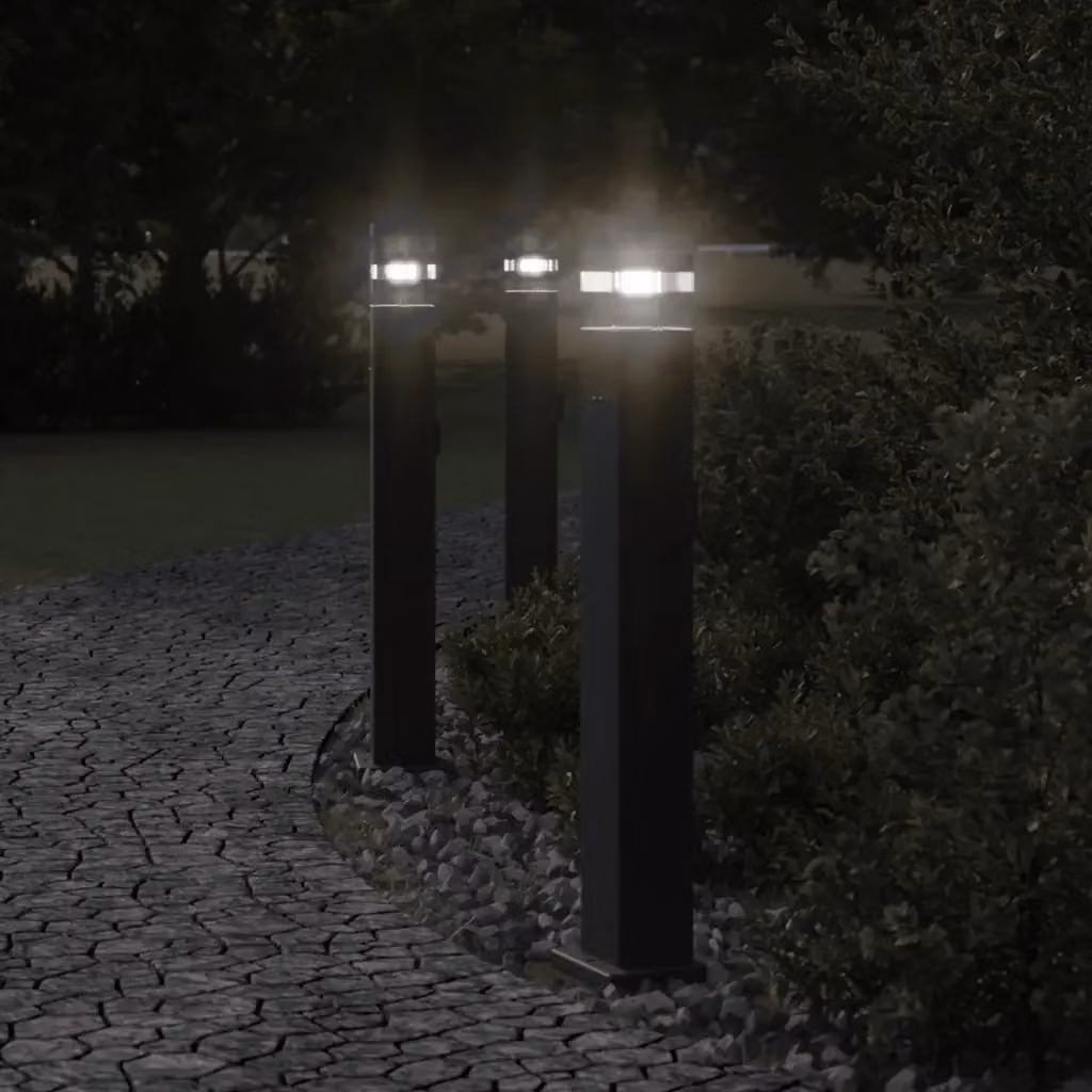Set di 3 lampade da terra per esterni in alluminio e plastica, colore nero, modello CFW8016313, altezza: 80 cm, con attacco E27 e protezione IP44 per giardino e terrazza – 2