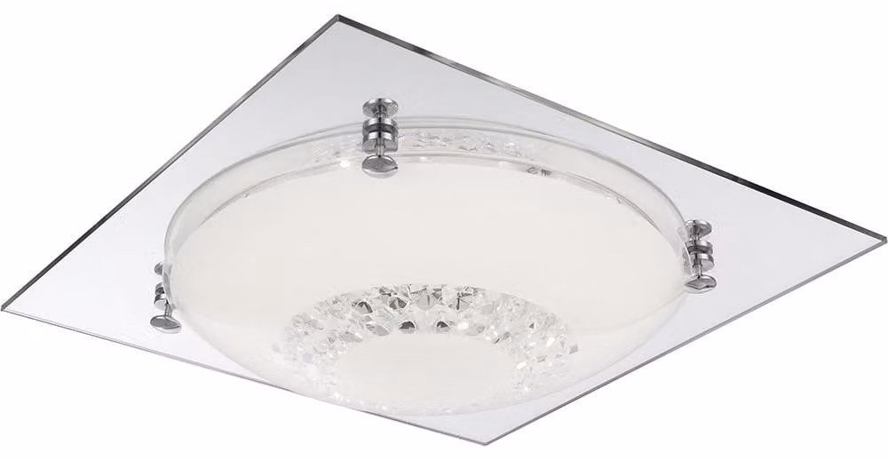 Lampada da soffitto a LED, con cristalli, finitura cromata, vetro trasparente, diametro 31,5 cm