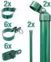 Alberts 600181 Set di collegamento per cancello in filo metallico e recinzione in rete metallica, set, 2s, zinco-fosfatato verde, Ø cancello: 76 mm, altezza recinzione: 80 cm