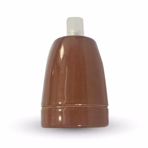 Portalampada in Porcellana E27 (Max 60W) Colore Marrone