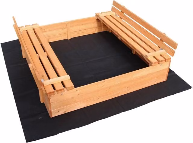 Sabbiera con coperchio ribaltabile e 2 panche integrate in legno di abete rosso marrone L: 98 cm