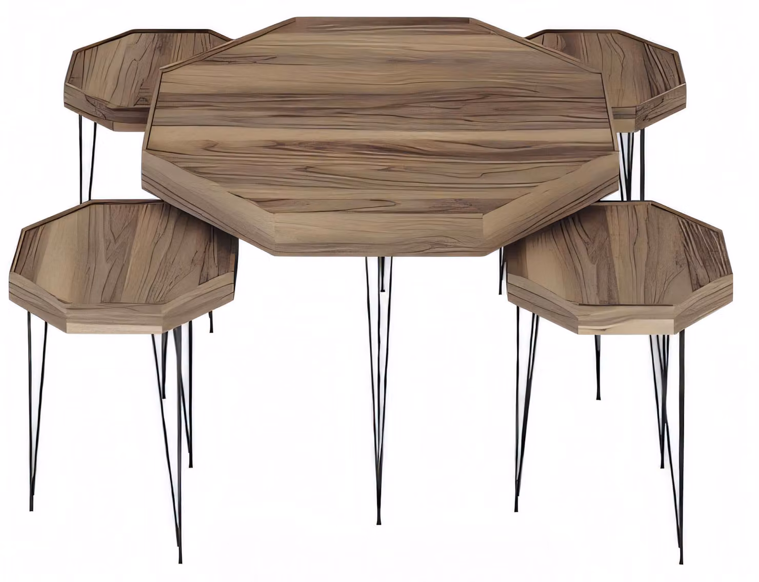 Eleganter Brauner Holz Couchtisch mit Beistelltischen im modernen Stil