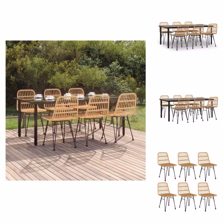 vidaXL Set da pranzo da giardino 7 pezzi in rattan - Set di mobili da giardino