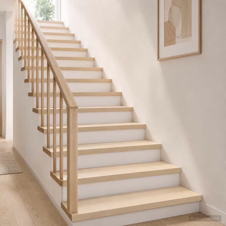 Set di 4 gradini per scale vidaXL in legno, colore bianco e beige, L 90 x P 25 x H 2 cm