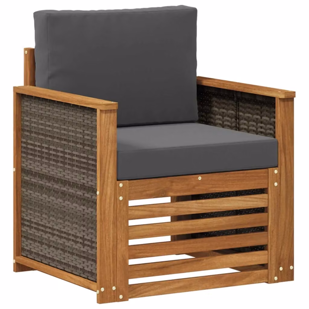 Divano centrale componibile per esterno in legno di acacia con cuscini inclusi, disponibile nei colori beige, antracite o grigio – 2