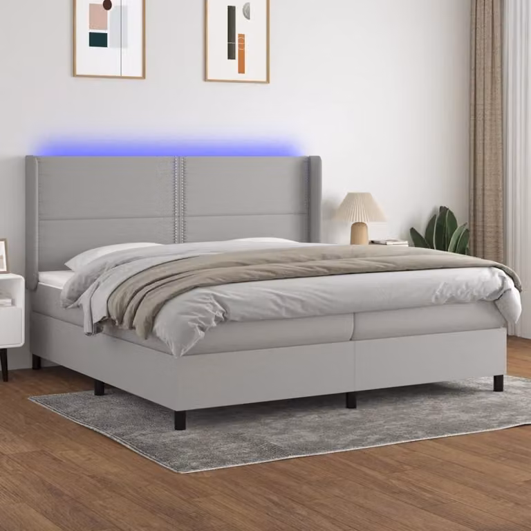 Maison Exclusive - Letto a Molle Materasso e LED Grigio Chiaro 200x200 cm Tessuto