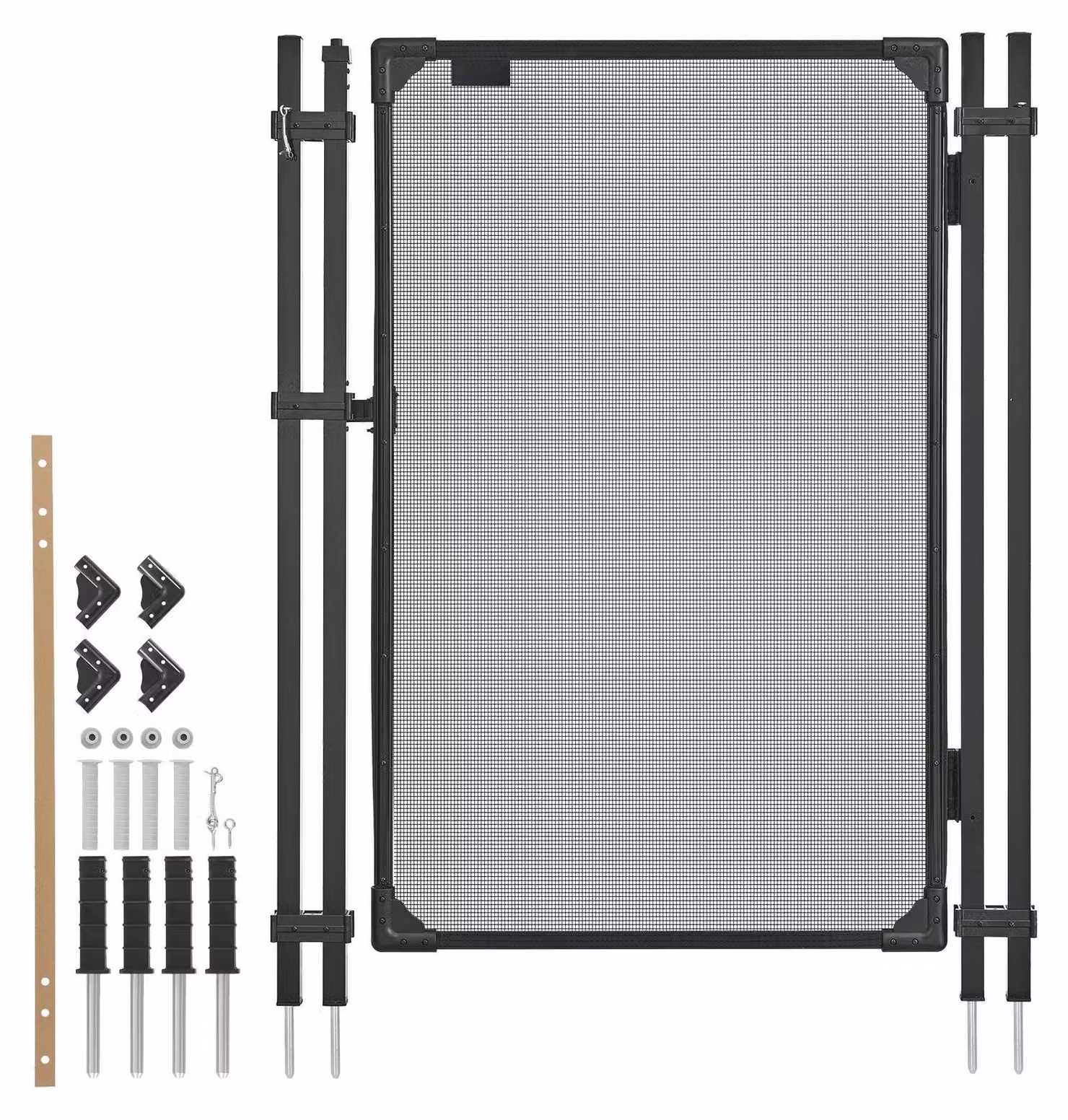 Cancello per recinzione piscina - Set cancello di sicurezza - 1,2 x 0,75 m - A chiusura e bloccaggio automatici - PVC Teslin da 352 g/m² - Per recinzioni di sicurezza per piscine e protezione dei bambini - Nero