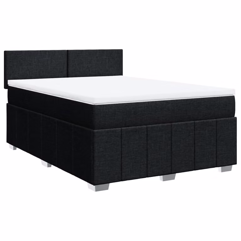 Giroletto a Molle con Materasso Nero 160x200 cm in Tessuto
