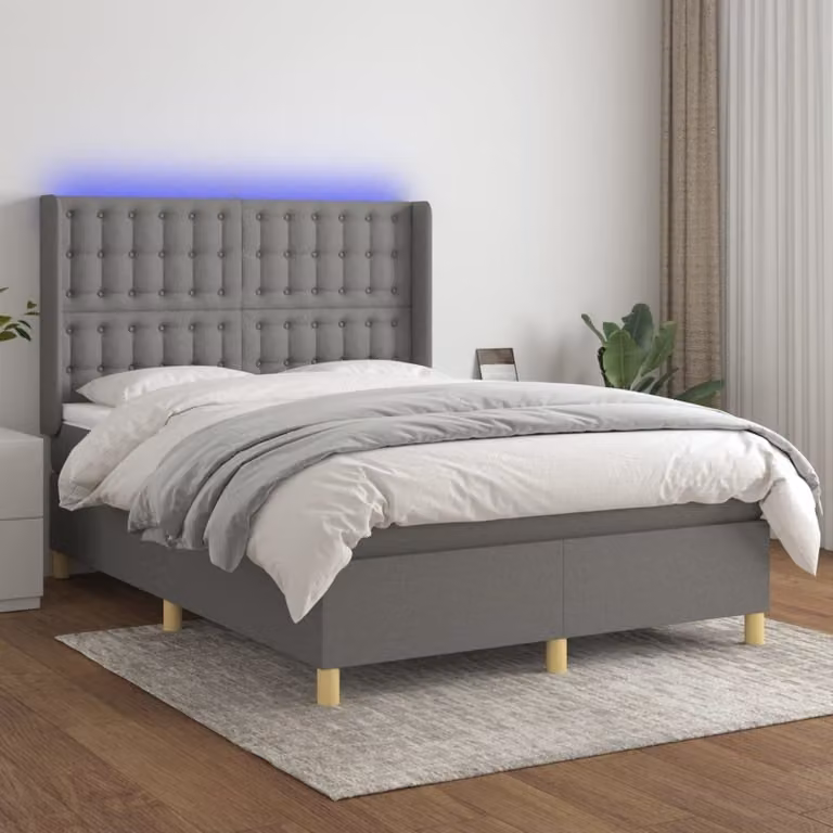 Maison Exclusive - Letto a Molle Materasso e LED Grigio Scuro 140x200cm in Tessuto