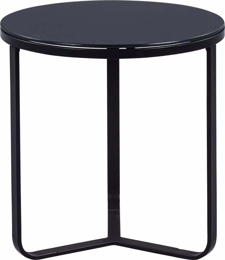 Tavolino Boston 1, colore nero - Vetro, metallo - Altezza: 51 cm, Diametro: 50 cm