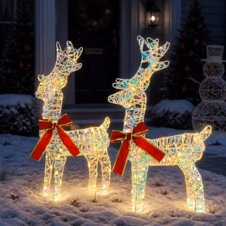 vidaXL Renna di Natale 3D LOVIISA 2 pz 80 LED Bianco caldo