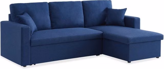 Divano letto angolare a L con contenitore reversibile Sweeek, 3 posti, blu – 1