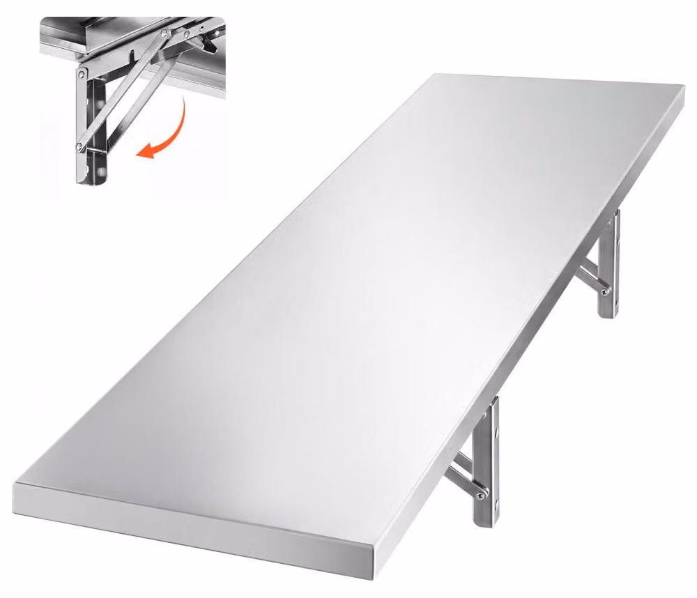 Mensola a parete pieghevole - Acciaio inossidabile - Capacità di carico: 136 kg - Dimensioni: 305 x 1219 mm
