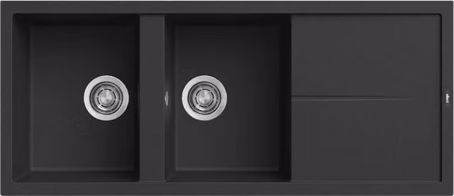Lavello UNICO 500 116X50 2 vasche + gocciolatoio BLACK 86
