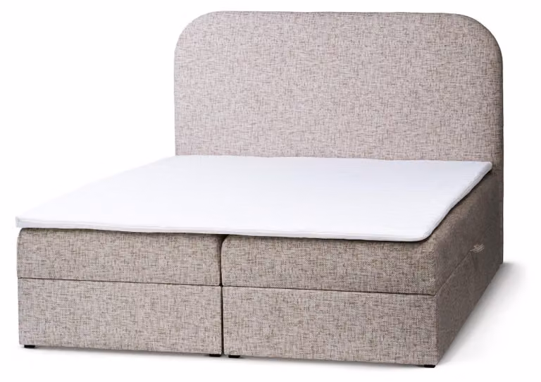 Letto con rete a molle Gory, tessuto in lino effetto "fumé", dimensioni 120 x 200 cm